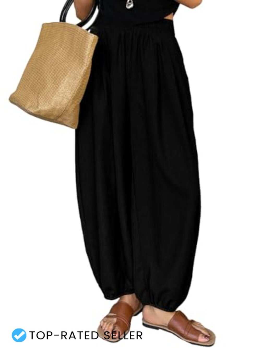 High Waisted Harem Pants with Pockets Lightweight Stretchable Boho Casual
